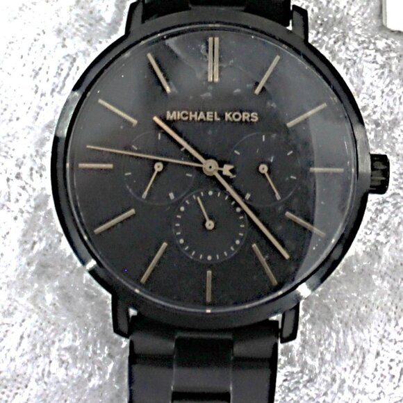 Michael Kors NEW Men’s Black Stainless Steel Watch Gold Accents $250 Retail - Picture 4 of 7